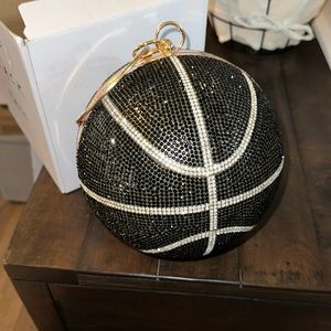 Le Miel rhinestone basketball clutch